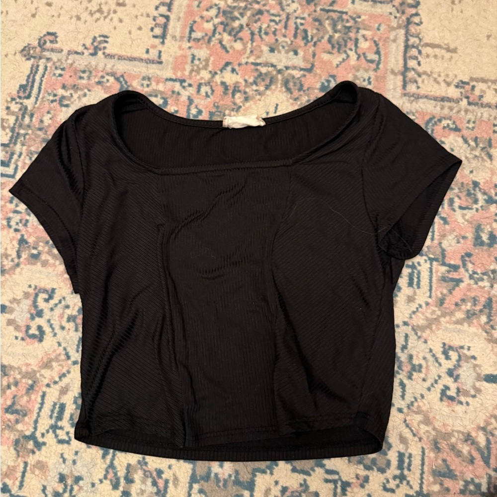 Black Square Cropped Women's Top- Large